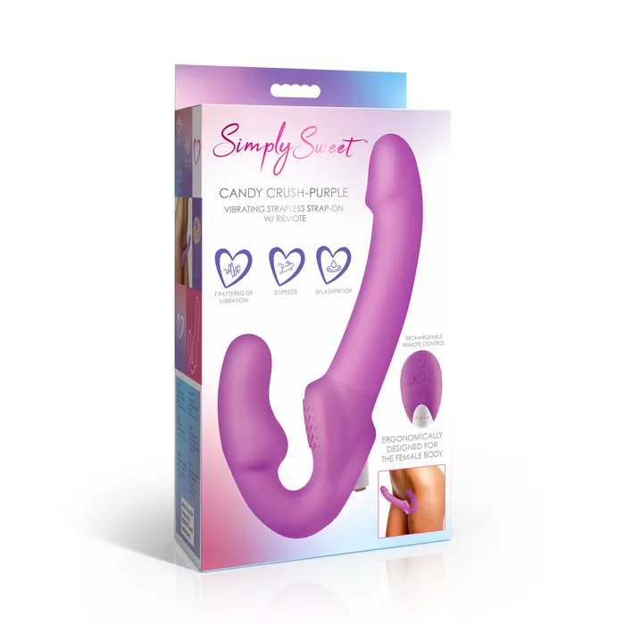 Candy Crush Purple Vibrating Strapless StrapOn w Remote Simply Sweet Female Sex Toys