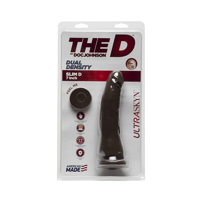 Dildos Doc Johnson The D Thin D 7 inches Dual Density Brown Dildo