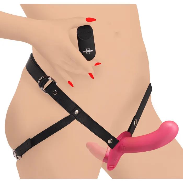 Dildos Strap U 28X Double Diva 15 Double Dildo w Harness Remote Pink
