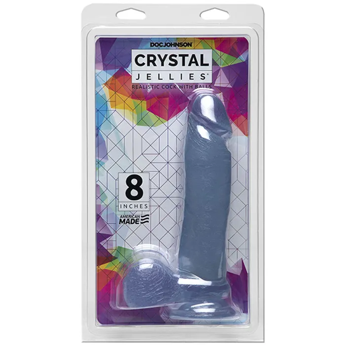 Doc Johnson Dildos Crystal Jellies 8in Realistic Cock wBalls Clear