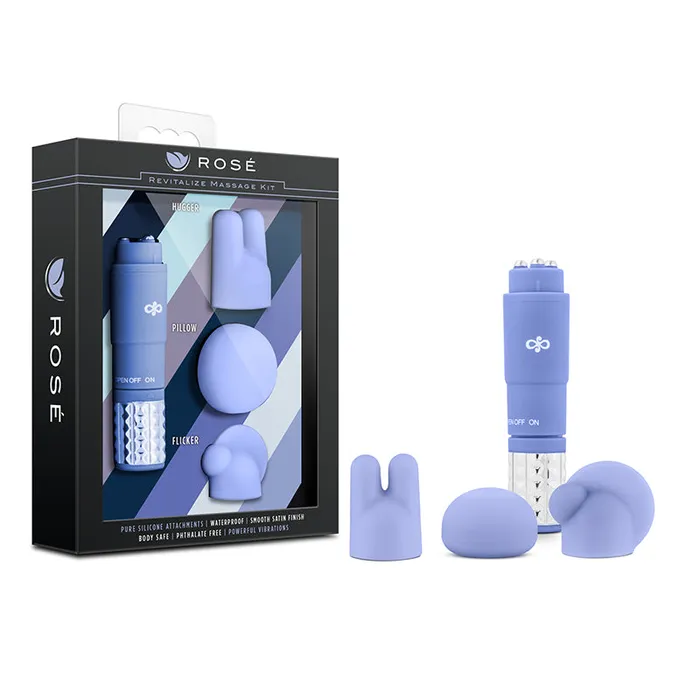 Female Sex Toys Blush Blush Rose Revitalize Massage Kit with Mini Vibrator 3 Silicone Attachments Periwinkle Female Sex Toys Blush Blush Rose Revitalize Massage Kit with Mini Vibrator 3 Silicone Attachments Periwinkle