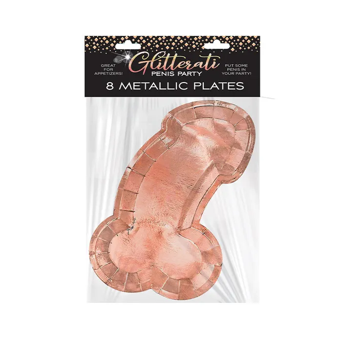 Glitterati Penis Party Rose Gold Plates 8Pack Little Genie Productions Male Sex Toys