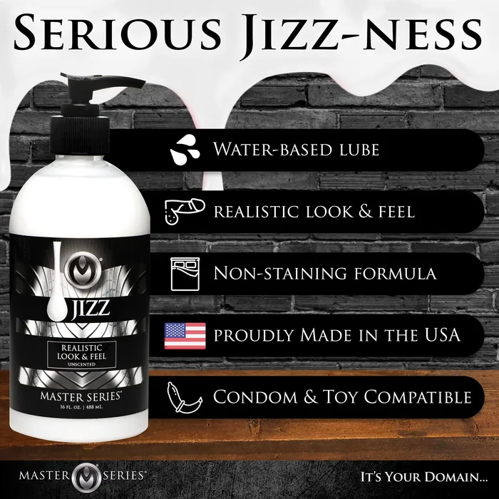 Master Series Vibrators Jizz Unscented WaterBased Lube 16oz