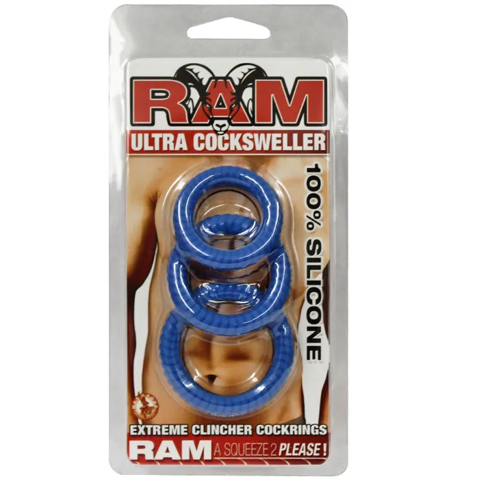 Ram Ultra Silicone Cocksweller 3 Cock Rings Blue Nasstoys Dildos