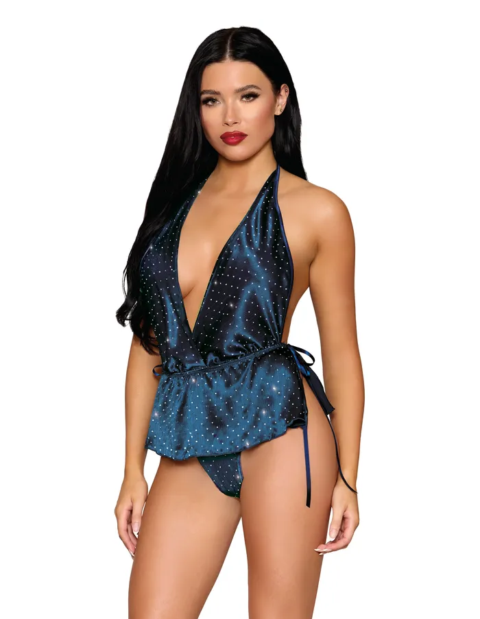 SATIN PLUNGE TEDDY TWILIGHT LARGE DREAMGIRL INTERNATIONAL Male Sex Toys