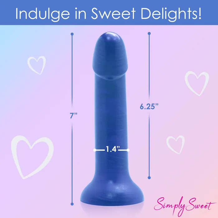Simply Sweet Dildos 7 Metallic Silicone Dildo Blue