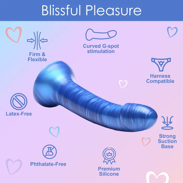 Simply Sweet Dildos 7 Metallic Silicone Dildo Blue