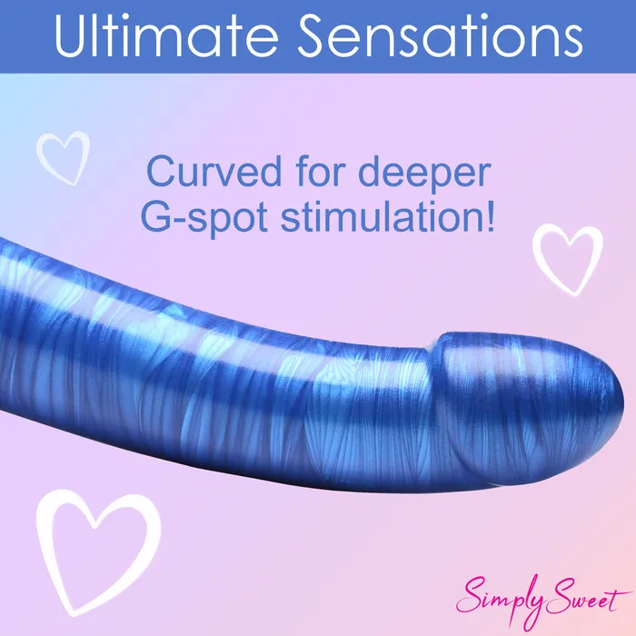 Simply Sweet Dildos 7 Metallic Silicone Dildo Blue