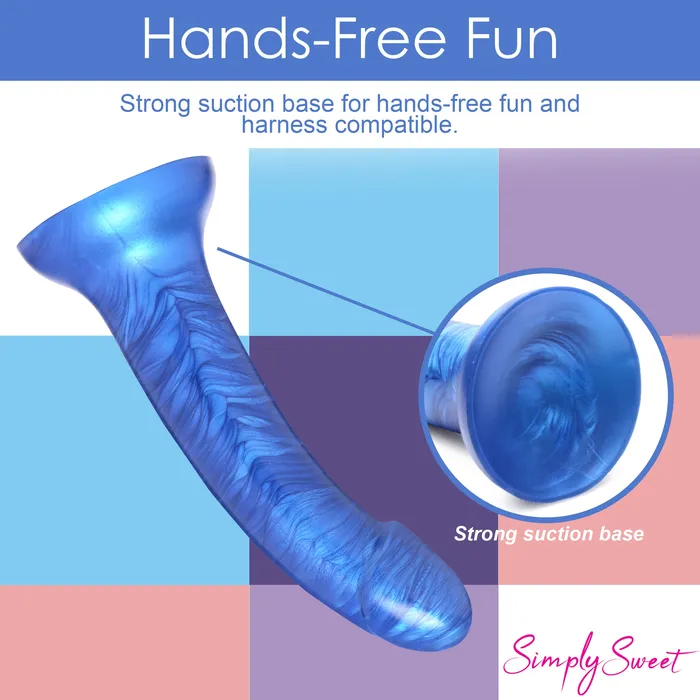 Simply Sweet Dildos 7 Metallic Silicone Dildo Blue