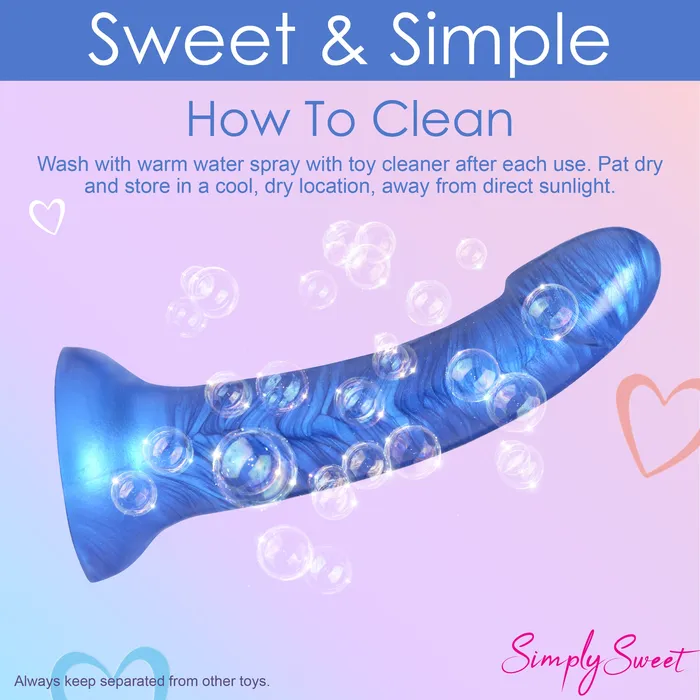 Simply Sweet Dildos 7 Metallic Silicone Dildo Blue