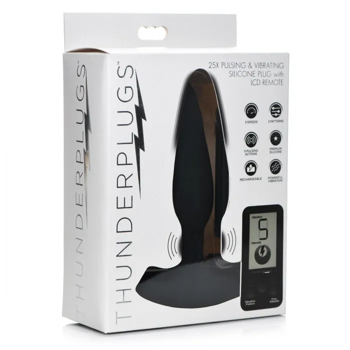 Thunderplugs 25X Pulsing Vibrating Silicone Plug w LCD Remote Anal