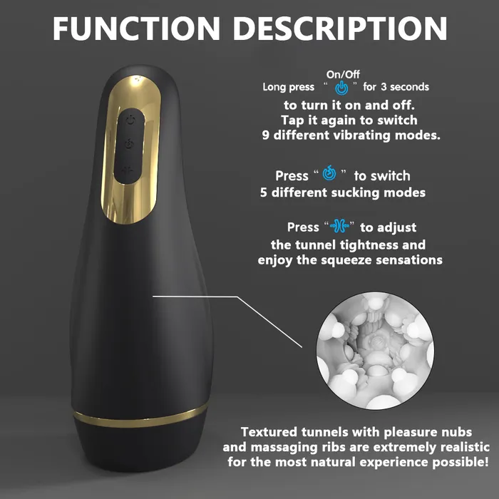 YoYoLemon Male Sex Toys YoYoLemon Male Masturbator with Vibrating Sucking and Squeeze Realistic Sex Toys for Men Pocket Pussy
