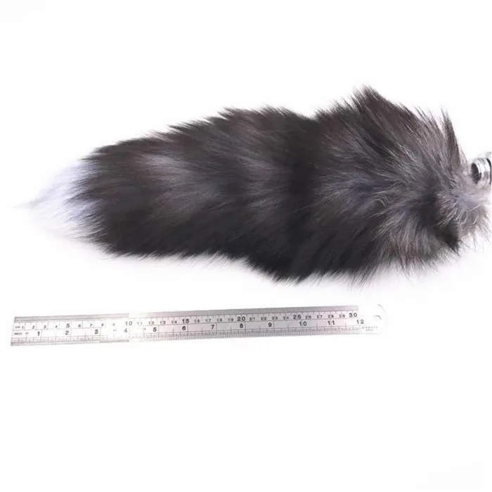 15 Dark Fox Tail with Pink Silicone Princesstype Plug and Extra Vibrator Love Plugs Anal