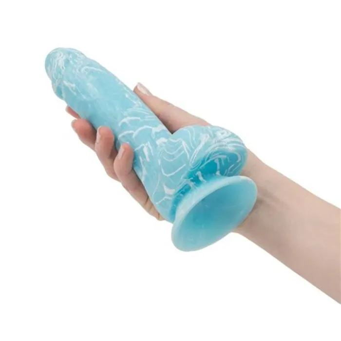 Addiction Luke Glow In The Dark Silicone Dildo Blue Swirl 75 Inch Addiction Dildos