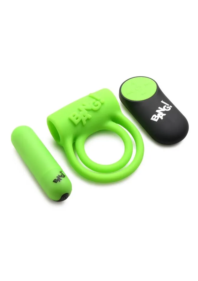 BANG Bang 28x Glow In The Dark Rechargeable Silicone Cock Ring with Remote Male Sex Toys BANG Bang 28x Glow In The Dark Rechargeable Silicone Cock Ring with Remote Male Sex Toys