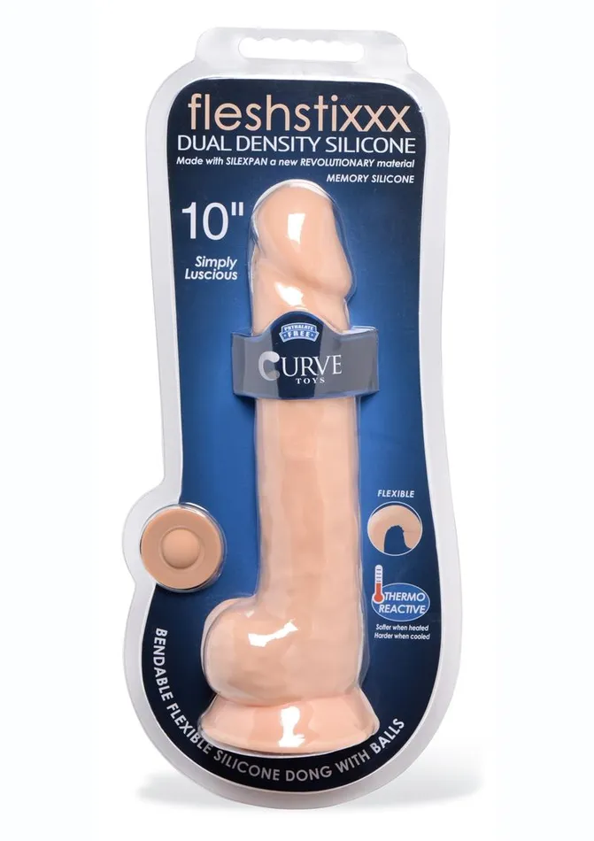 Dildos FleshStixxx Fleshstixxx Dual Density Silicone Bendable Dong with Balls
