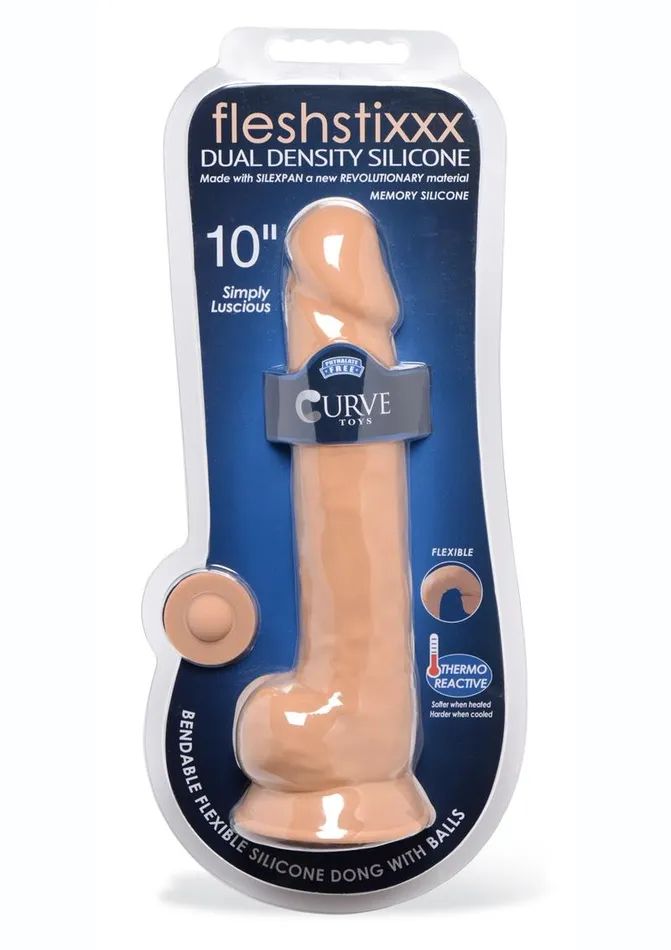 Dildos FleshStixxx Fleshstixxx Dual Density Silicone Bendable Dong with Balls