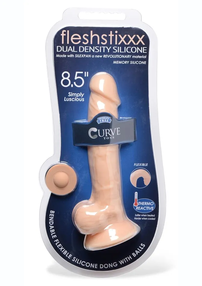 Dildos FleshStixxx Fleshstixxx Dual Density Silicone Bendable Dong with Balls