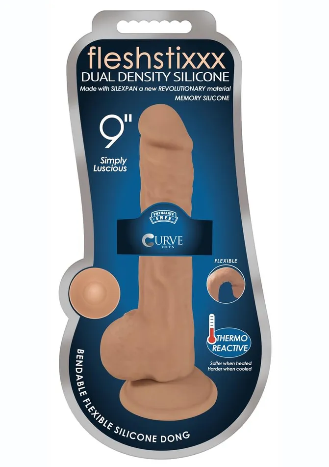 Dildos FleshStixxx Fleshstixxx Dual Density Silicone Bendable Dong with Balls