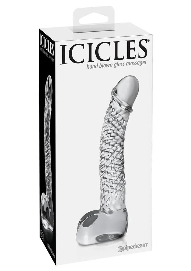 Icicles Dildos Icicles No 61 Textured Glass GSpot Dildo with Balls Icicles Dildos Icicles No 61 Textured Glass GSpot Dildo with Balls