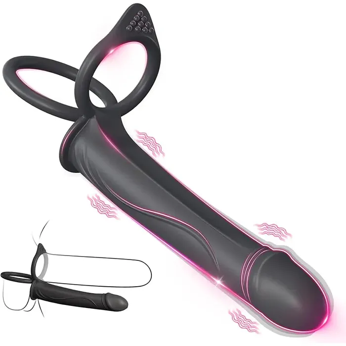 Inyarose StrapOn Anal Dildo With Vibrating Penis Ring Female Sex Toys