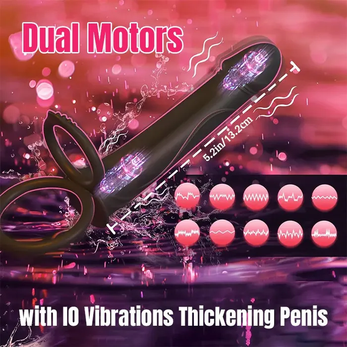 Inyarose StrapOn Anal Dildo With Vibrating Penis Ring Female Sex Toys