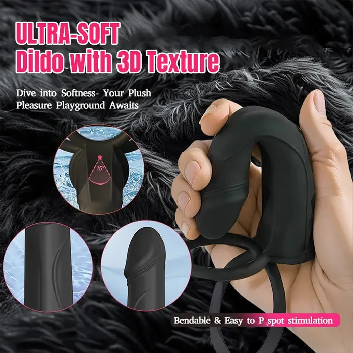 Inyarose StrapOn Anal Dildo With Vibrating Penis Ring Female Sex Toys