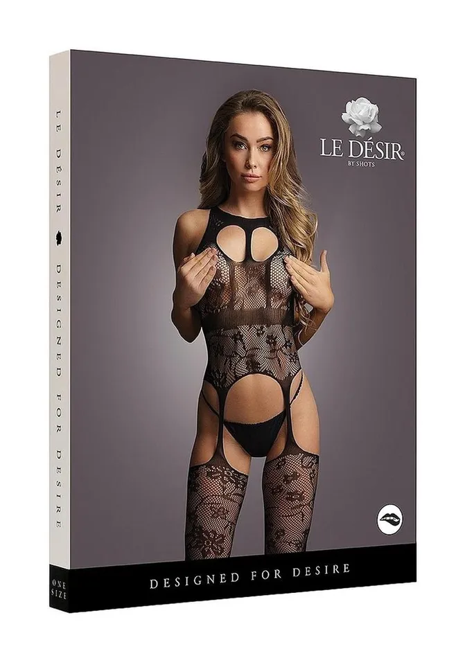 Le Desir Lace Suspender Bodystocking with Round Neck Le Desir Bodystockings Playsuits Le Desir Lace Suspender Bodystocking with Round Neck Le Desir Bodystockings Playsuits