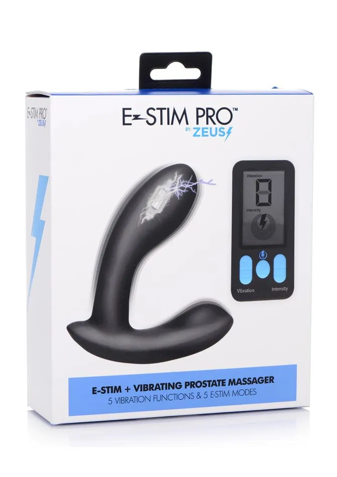 Male Sex Toys Zeus Vibrating and EStim Silicone Rechargeable Prostate Massager with Remote Control Zeus Electrosex
