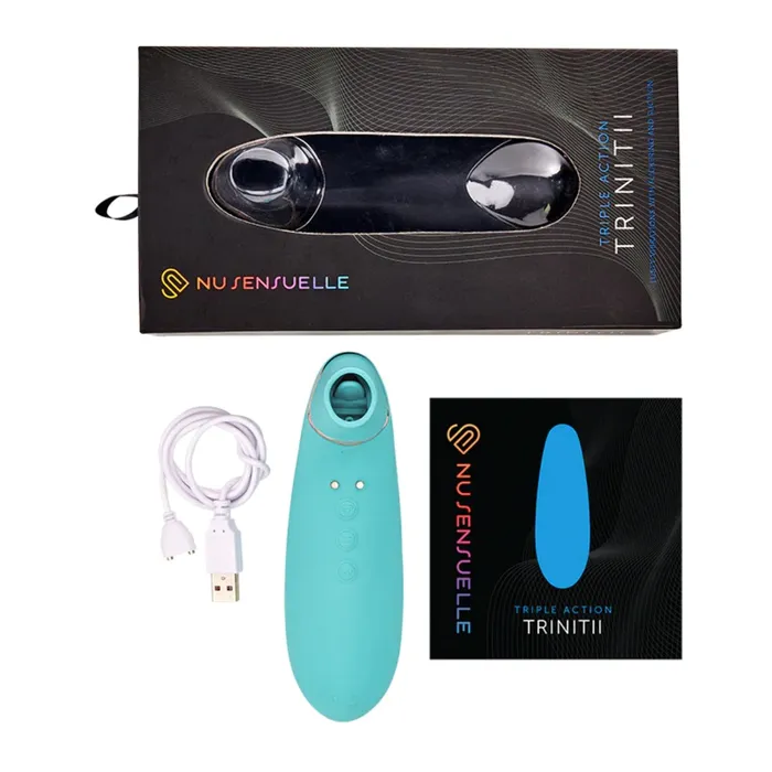 Nu Sensuelle Triple Action Trinitii Suction Vibrator Electric Blue Nu Sensuelle Vibrators