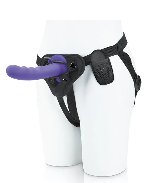 Open Desires Female Sex Toys Pegasus 6 Rechargeable Curved Wave Peg wAdjustable Harness Remote Purple