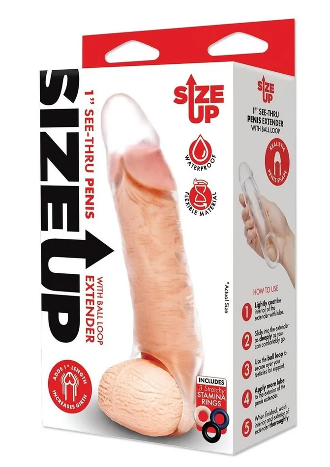 Size Up Male Sex Toys Size Up Classic Clear View Penis Extender with Ball Loop