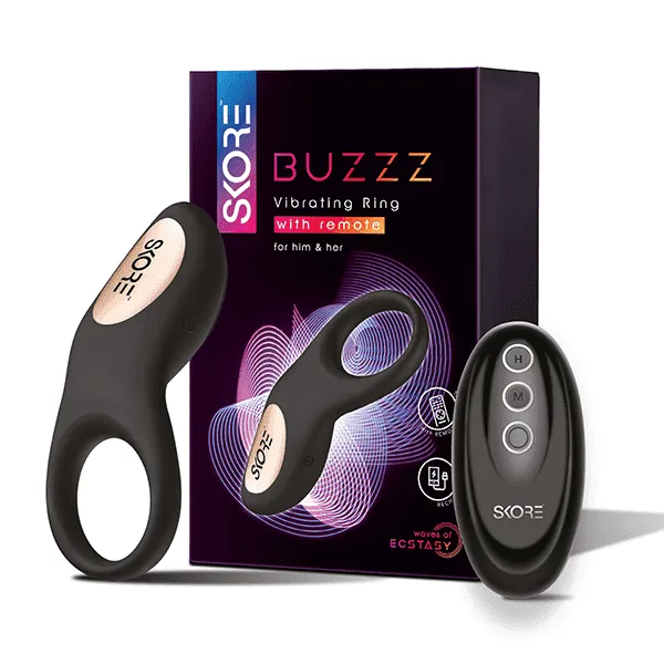 Skore Buzzz Rechargeable Vibrating Ring with Remote For Him Her Skore Male Sex Toys
