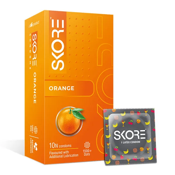 Skore Orange Flavour Condoms Skore Vibrators