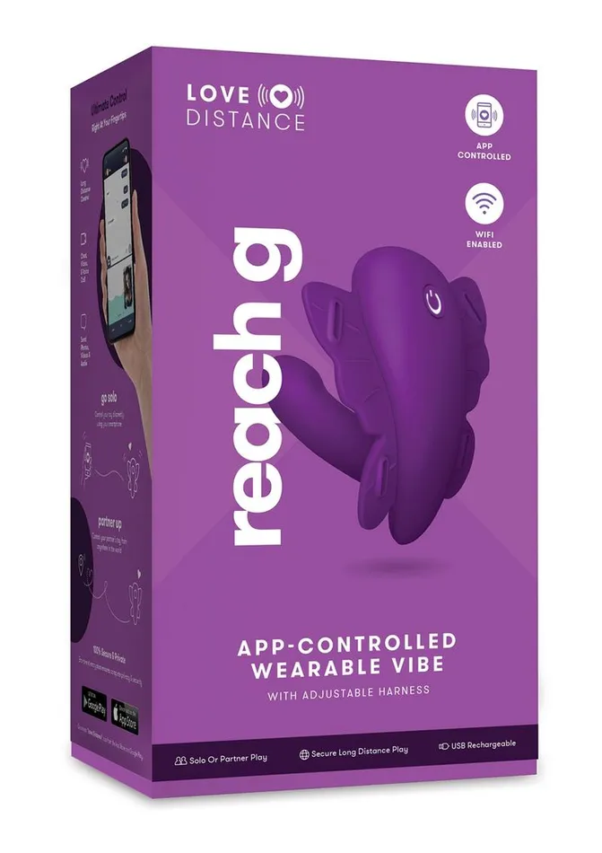 Vibrators Love Distance Love Distance Reach G App Controlled Rechargeable Silicone Wearable Vibrator