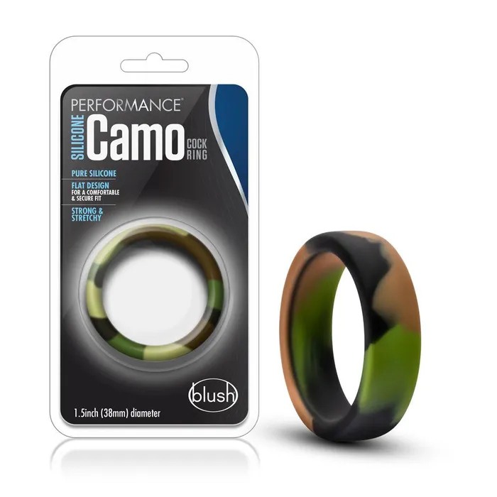 Blush Male Sex Toys Performance Silicone Camo Cock Ring Green Camoflauge