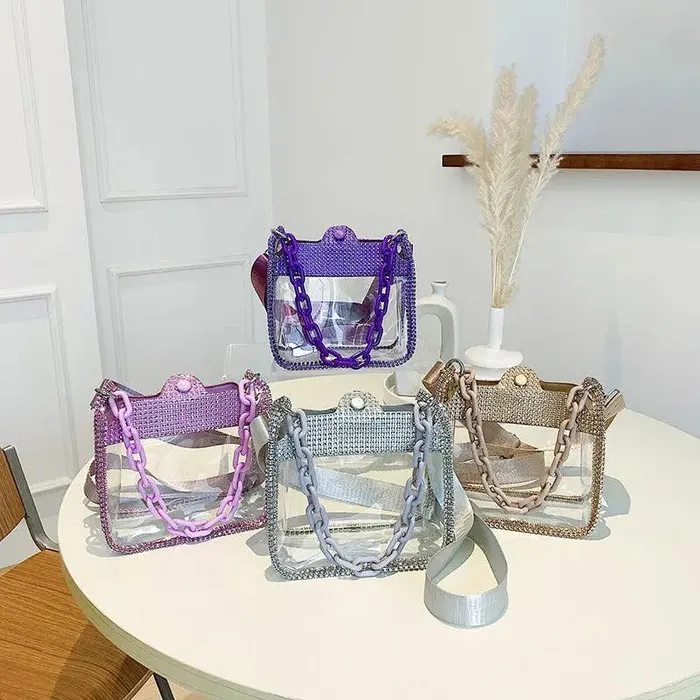 cj Female Sex Toys Transparent Chain Womens Portable PVC Shoulder Bag