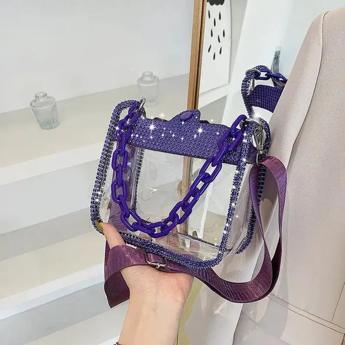 cj Female Sex Toys Transparent Chain Womens Portable PVC Shoulder Bag