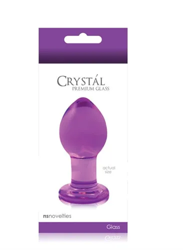 Crystal Premium Glass Plug Medium Clear Purple nsnovelties Anal