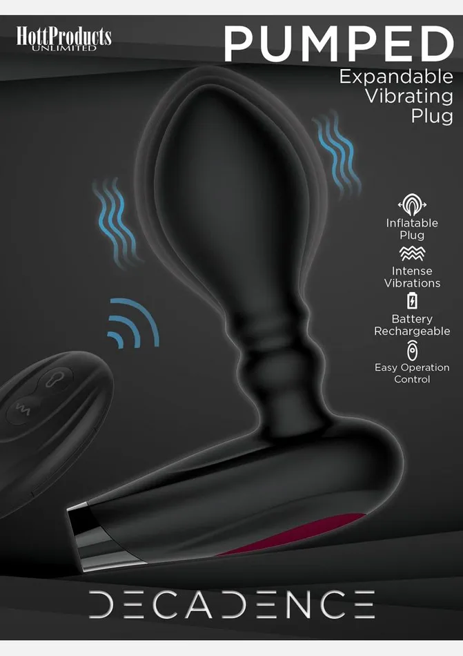 Decadence Pumped Silicone Expandable Butt Plug with Remote Control Decadence Male Sex Toys