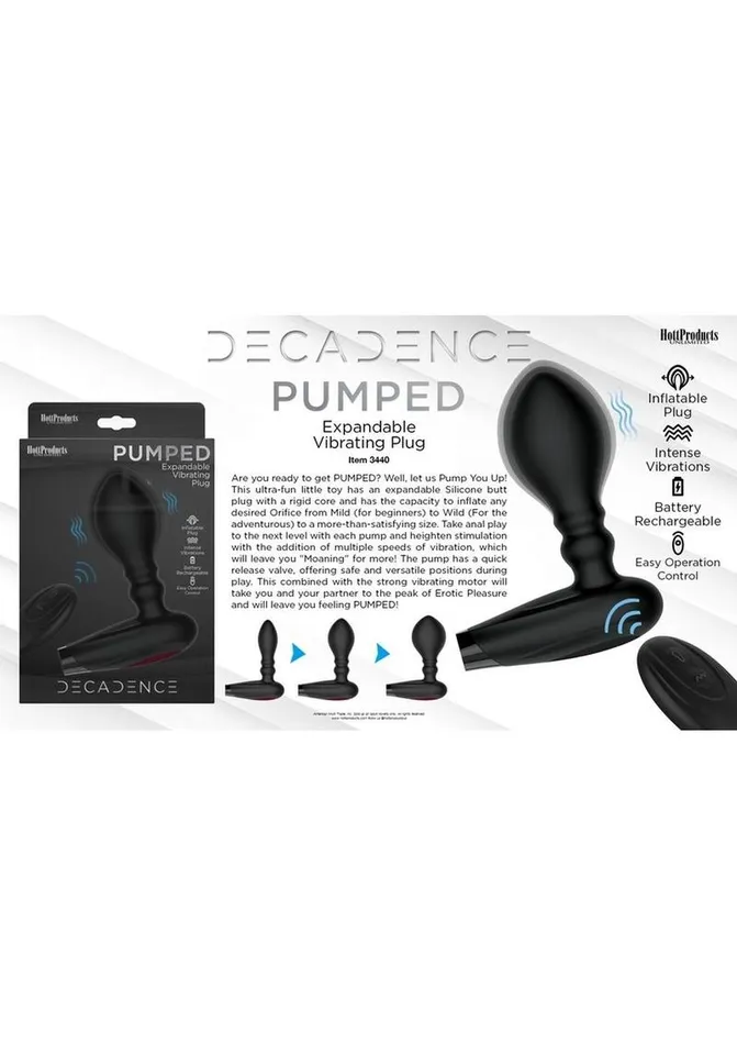 Decadence Pumped Silicone Expandable Butt Plug with Remote Control Decadence Male Sex Toys