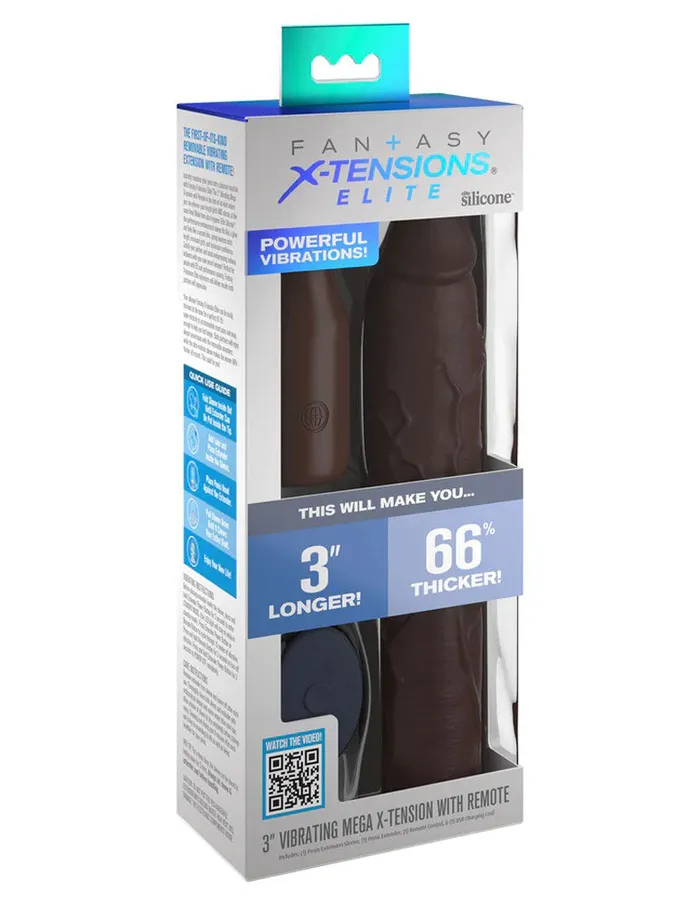 Fantasy XTensions Elite 9 Inch Sleeve Vibrating 3 Inch Plug With Remote Brown Pipedream Male Sex Toys