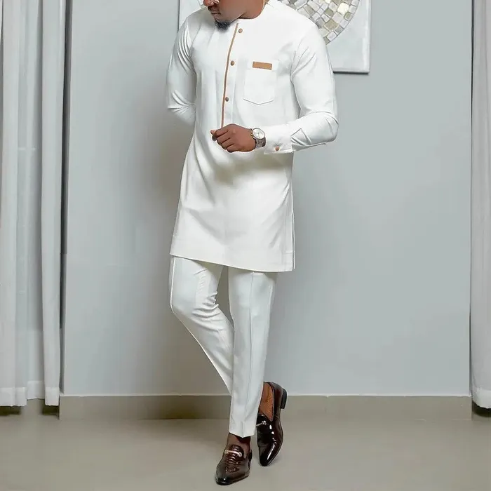 Female Sex Toys cj New African Ethnic Style Mens 2 Piece White Suit