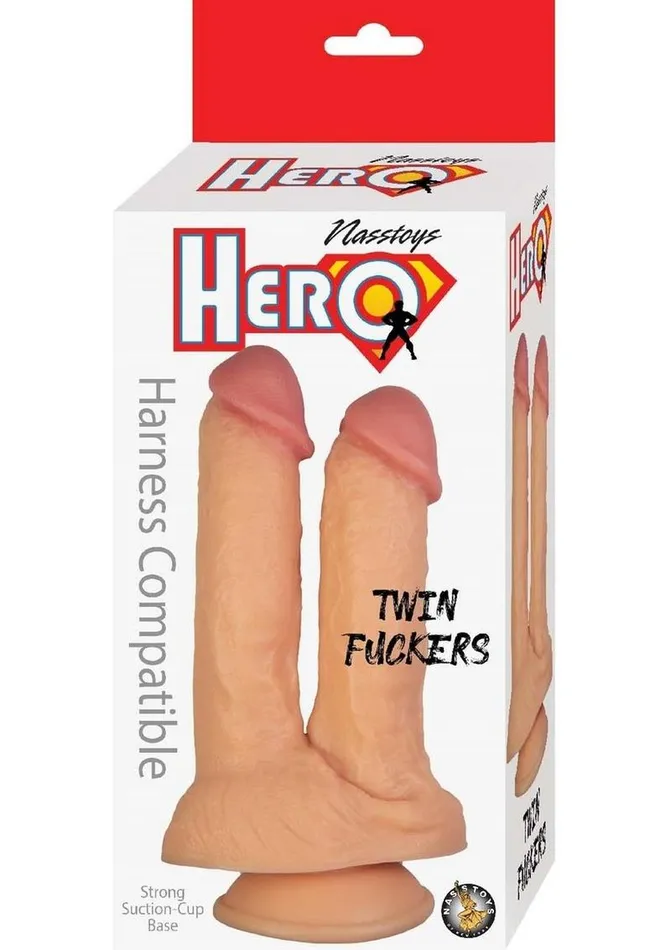 Female Sex Toys Hero Hero Twin Fuckers Double Dildo with Suction Cup