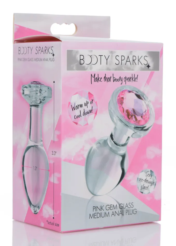 Male Sex Toys XR Brands Booty Sparks Pink Gem Glass Anal Plug Medium Male Sex Toys XR Brands Booty Sparks Pink Gem Glass Anal Plug Medium