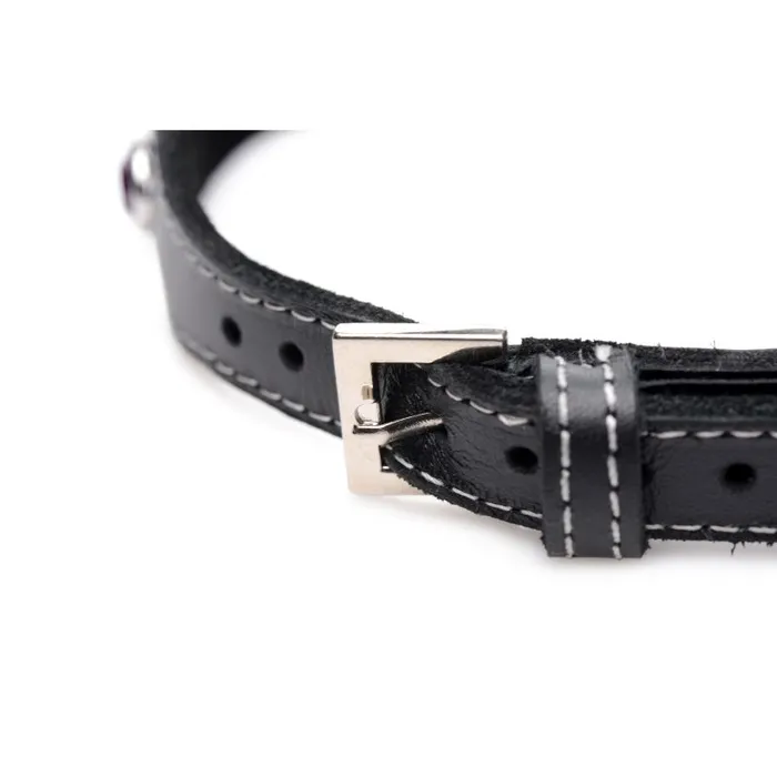 Restraints Bling Vixen Leather Choker w Red Rhinestones Master Series