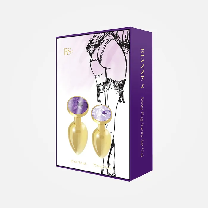 Anal Booty Plug Luxury Set 2 Gold Jewelled NonVibrating Anal Plugs RianneS Anal Booty Plug Luxury Set 2 Gold Jewelled NonVibrating Anal Plugs RianneS
