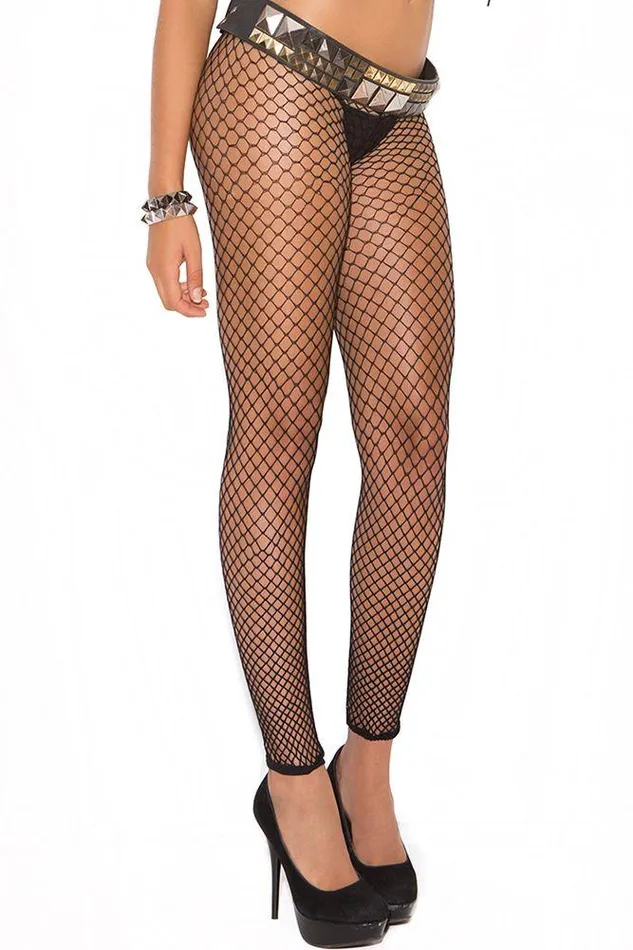 Anal Pink Cherry Black Fencenet Footless Pantyhose