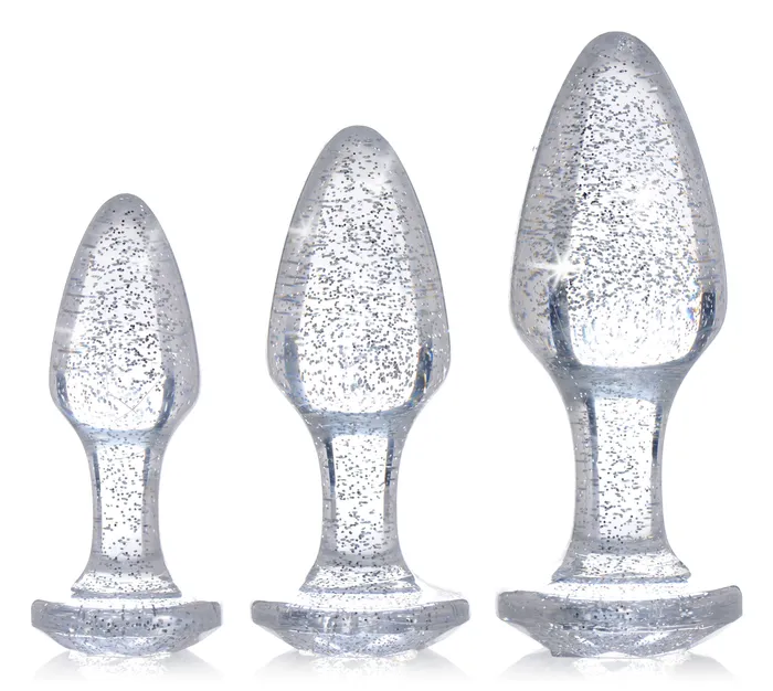 Anal XR Brands Glitter Gem Anal Plug Set Silver