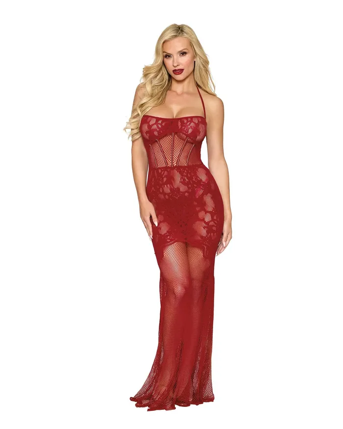Bodystocking Gown Dmnd One Size Red Dreamgirl Bodystockings Playsuits